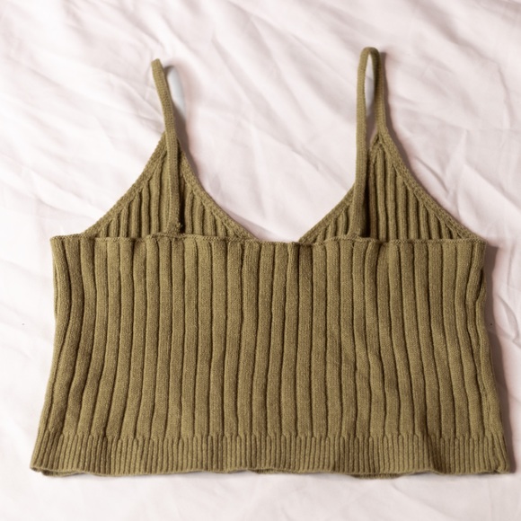 PrettyLittleThing Khaki Ribbed Knit Tank top - M - Picture 2 of 5